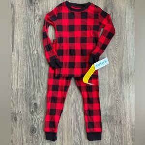 Carter's Long Sleeve Red and Black Buffalo Plaid Pajama Set - 4T